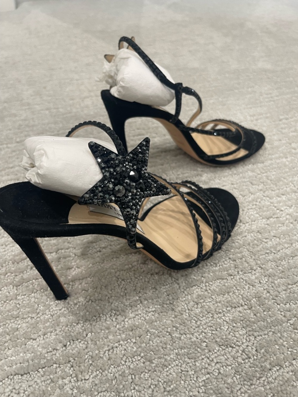 [Jimmy Choo] Black Crystal-Embellished Star Lynn Sandals 8.5 - Picture 8 of 10